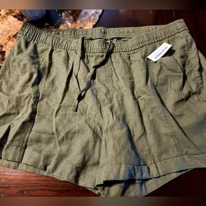 High waist linen blend shorts